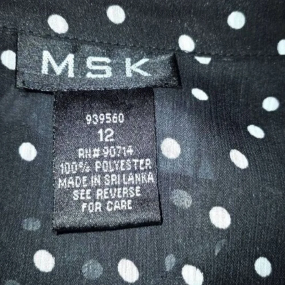 MSK BLACK & WHITE POLKA-DOT SHEER DRESS SZ.12 EUC. - Picture 4 of 5
